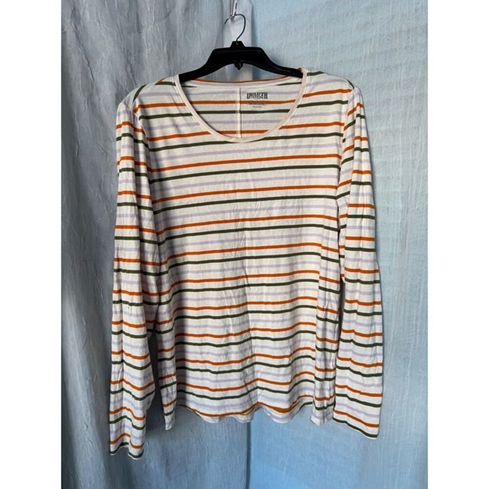 Duluth Trading Co. Women's Lightweight Longtail T Scoopneck Striped Size L